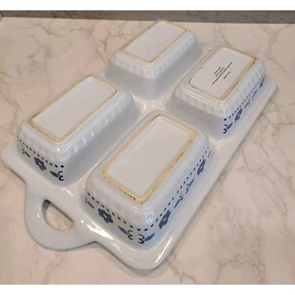 Nordic Ware Ceramic Collection 4 Mini Loaf Baker Handles Scandinavian 15"x 8.75" - Picture 3 of 6